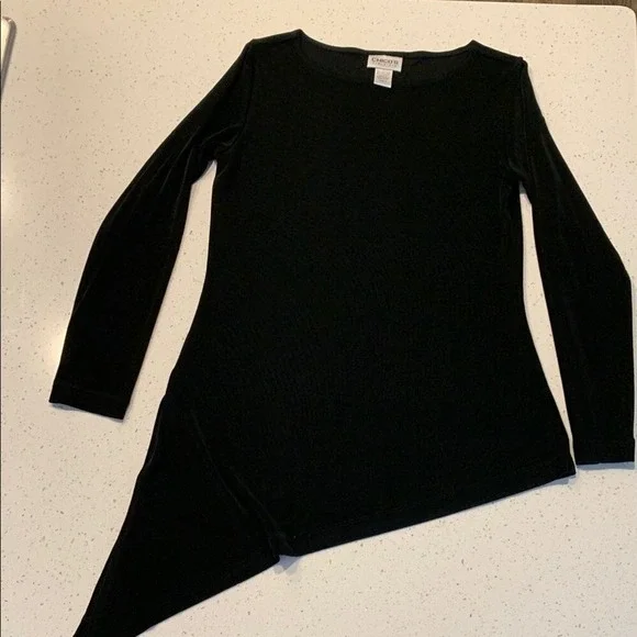 Chico's Women's 0 Black Long Sleeve Asymmetrical Hem Top K008 Casual Work Travel - Picture 1 of 8